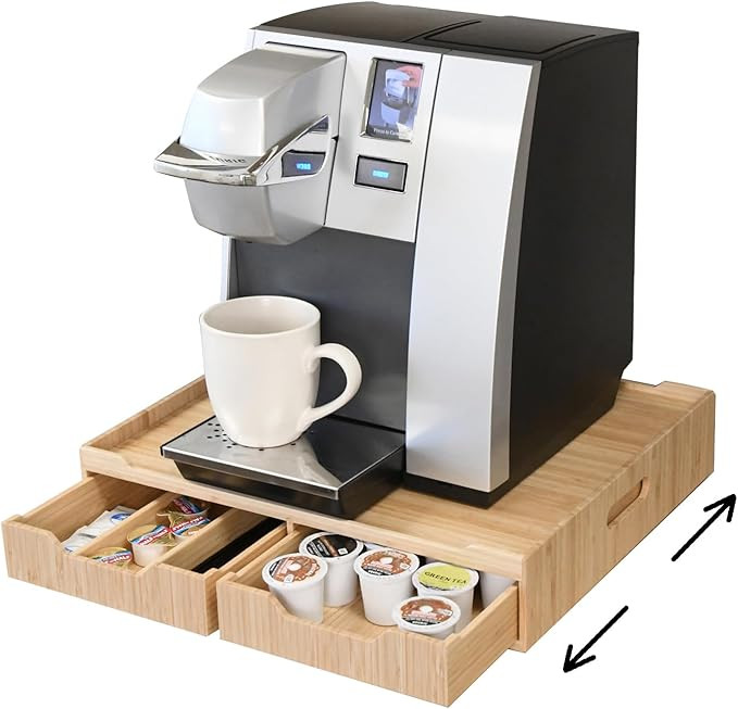 Mobilevision Bamboo Drawer & Large Sliding Tray for K-Cup & Espresso Pod Storage Organize Coffee ... | Amazon (US)