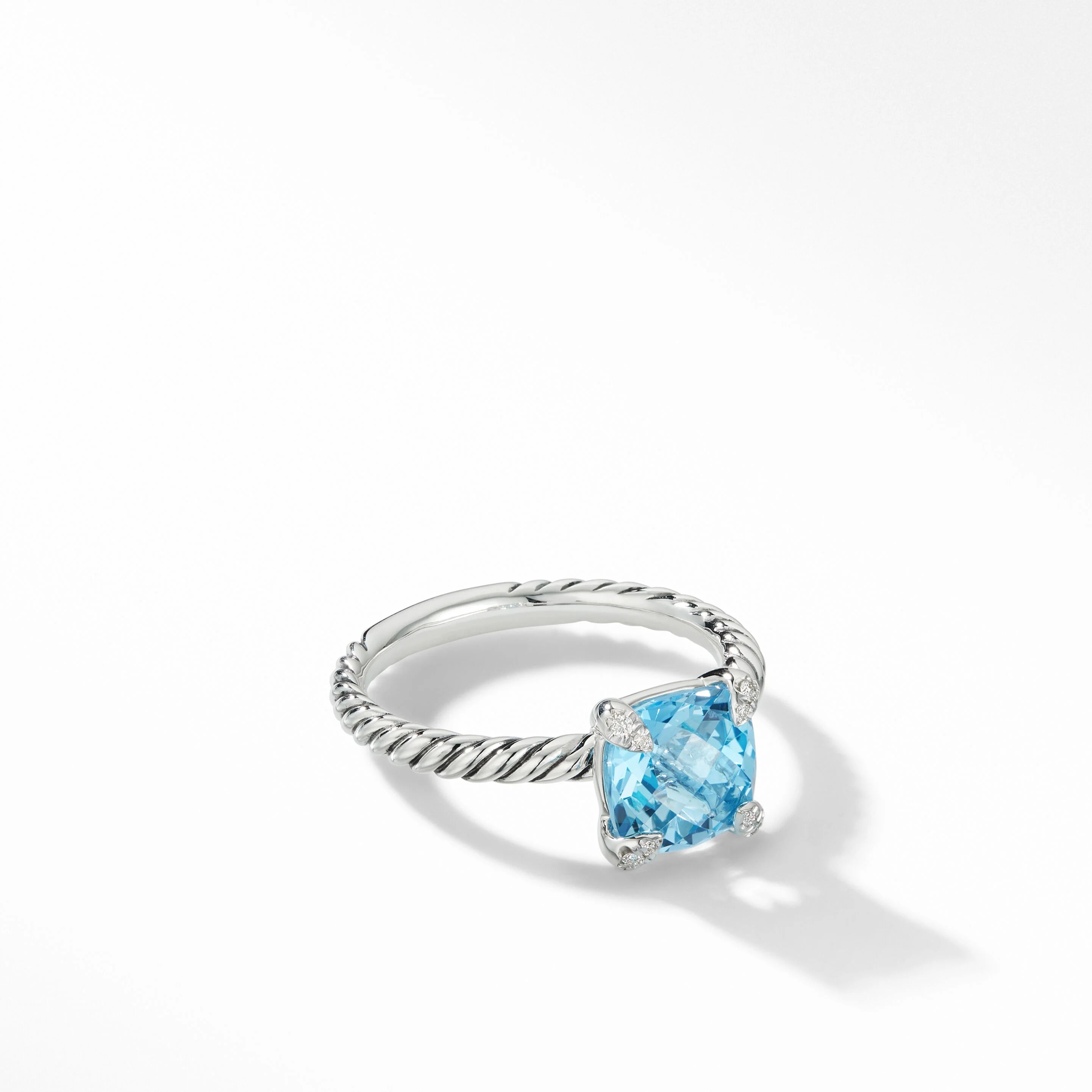Chatelaine® Ring in Sterling Silver with Blue Topaz and Pavé Diamonds | David Yurman