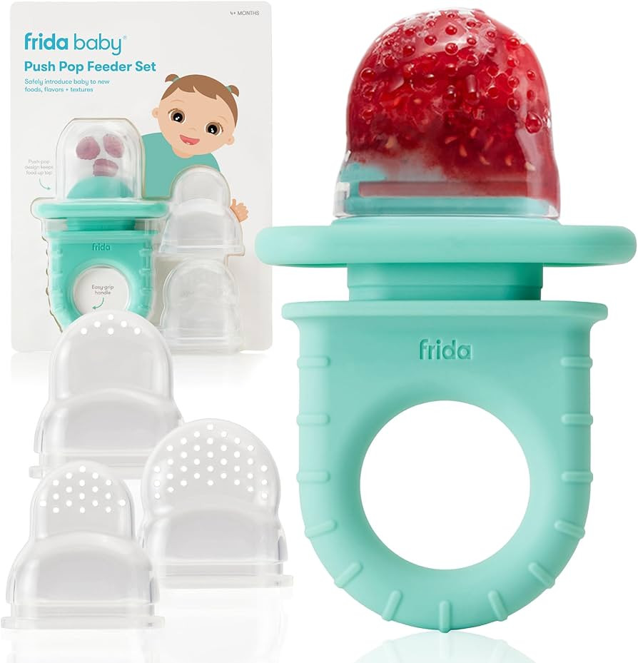 Frida Baby Push Pop Silicone Feeder, Baby Fruit Food Feeder to Safely Introduce New Foods, Fresh ... | Amazon (US)