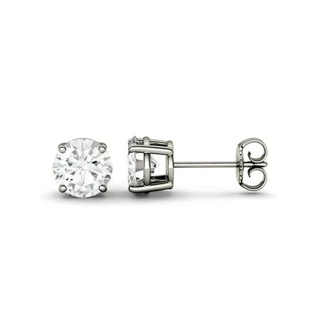 Charles & Colvard 14K White Gold Moissanite 6.5mm Round Stud Earrings 2.00cttw DEW | Walmart (US)