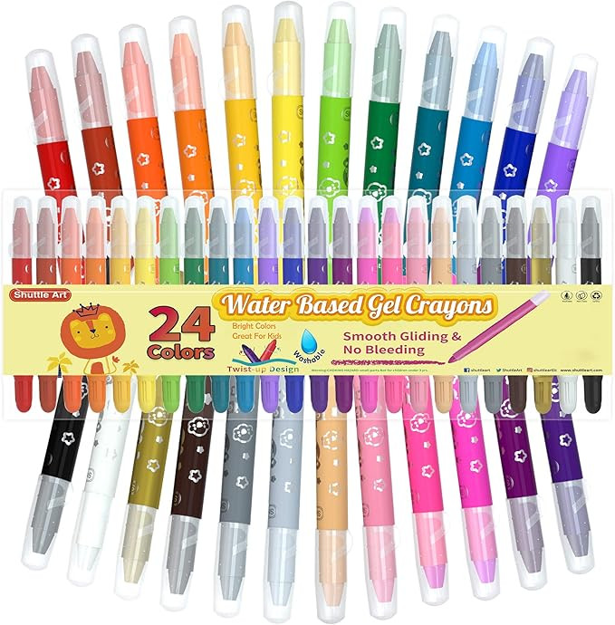 24 Colors Gel Crayons for Toddlers, Shuttle Art Non-Toxic Twistable Crayons Set for Kids Children... | Amazon (US)