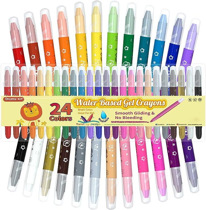24 Colors Gel Crayons for Toddlers, Shuttle Art Non-Toxic Twistable Crayons Set for Kids Children... | Amazon (US)