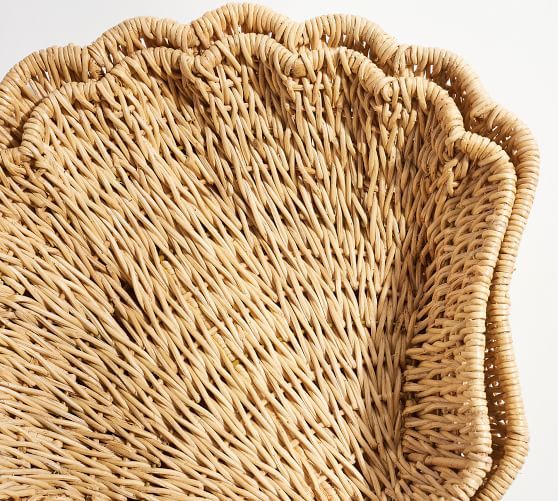 Shell Shaped Handwoven Rattan Bowls - Set Of 2 | Pottery Barn (US)