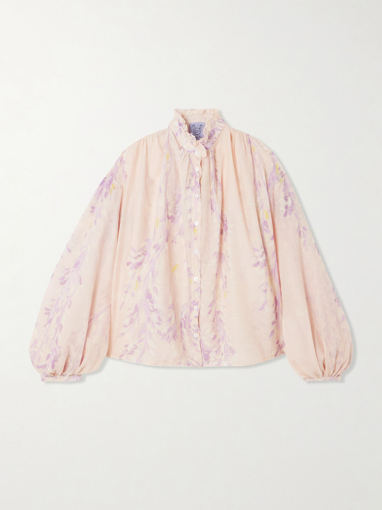 Thierry Colson - Slava Ruffled Printed Cotton-voile Blouse - Pink | NET-A-PORTER (US)