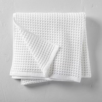 Waffle Bath Towel White - Casaluna™: 100% Cotton, Pre Washed, Lightweight, OEKO-TEX Certified | Target