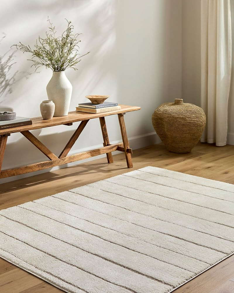 Livabliss x Our PNW Home Cascade Minimalist Striped Area Rug, 7'10" x 10', Striped Ivory/Taupe | Amazon (US)