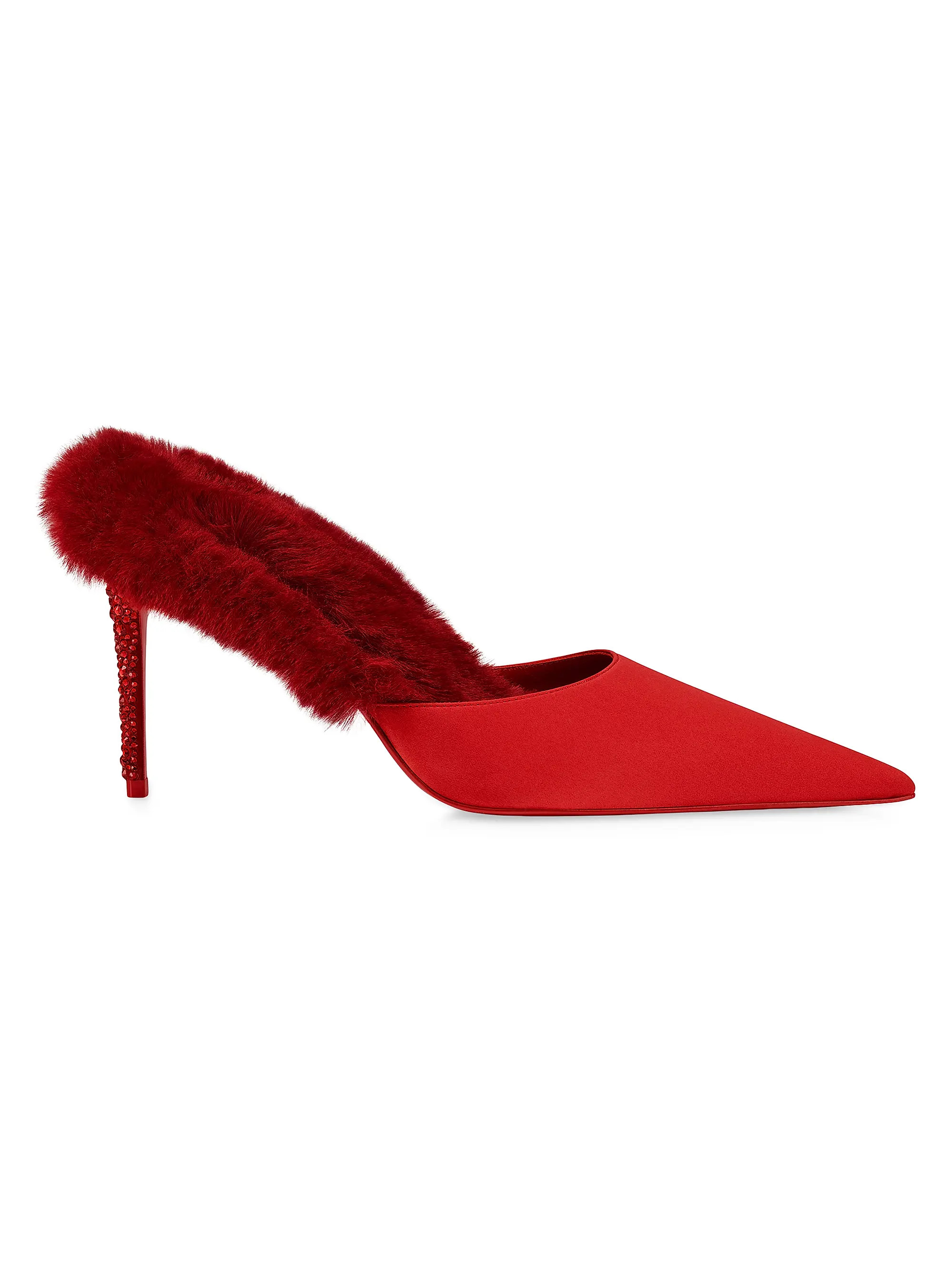 Christian Louboutin Km Faux Fur 85MM Mules | Saks Fifth Avenue | Saks Fifth Avenue