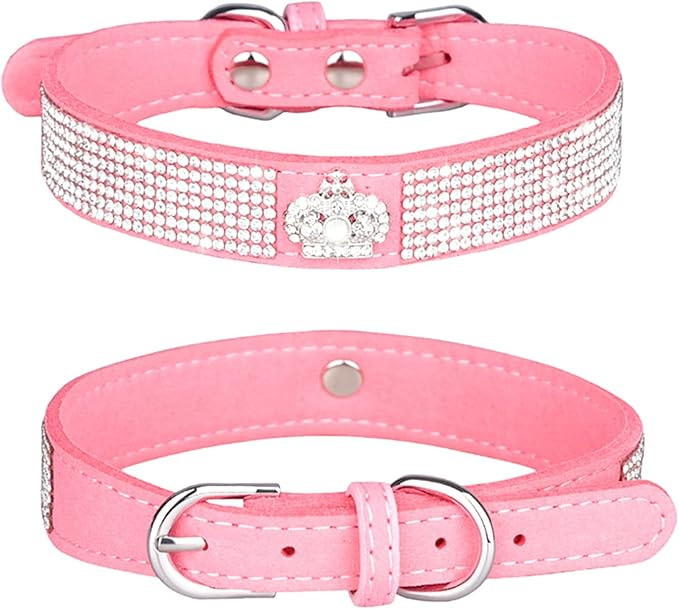Rhinestones Dog Cat Collar Bling Diamond with Rhinestone Crown Decoration for Small Medium Large ... | Amazon (US)