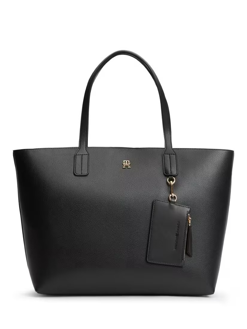Tommy Hilfiger TH Icon Pebble Grain Tote Bag, Black | John Lewis (UK)