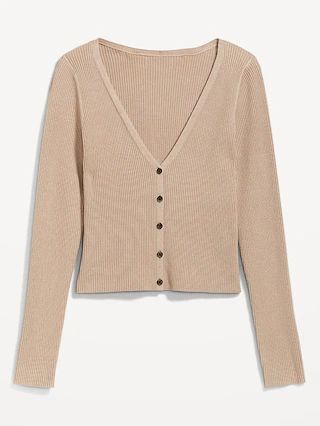 V-Neck Rib-Knit Cropped Cardigan Sweater for Women | Old Navy (CA)