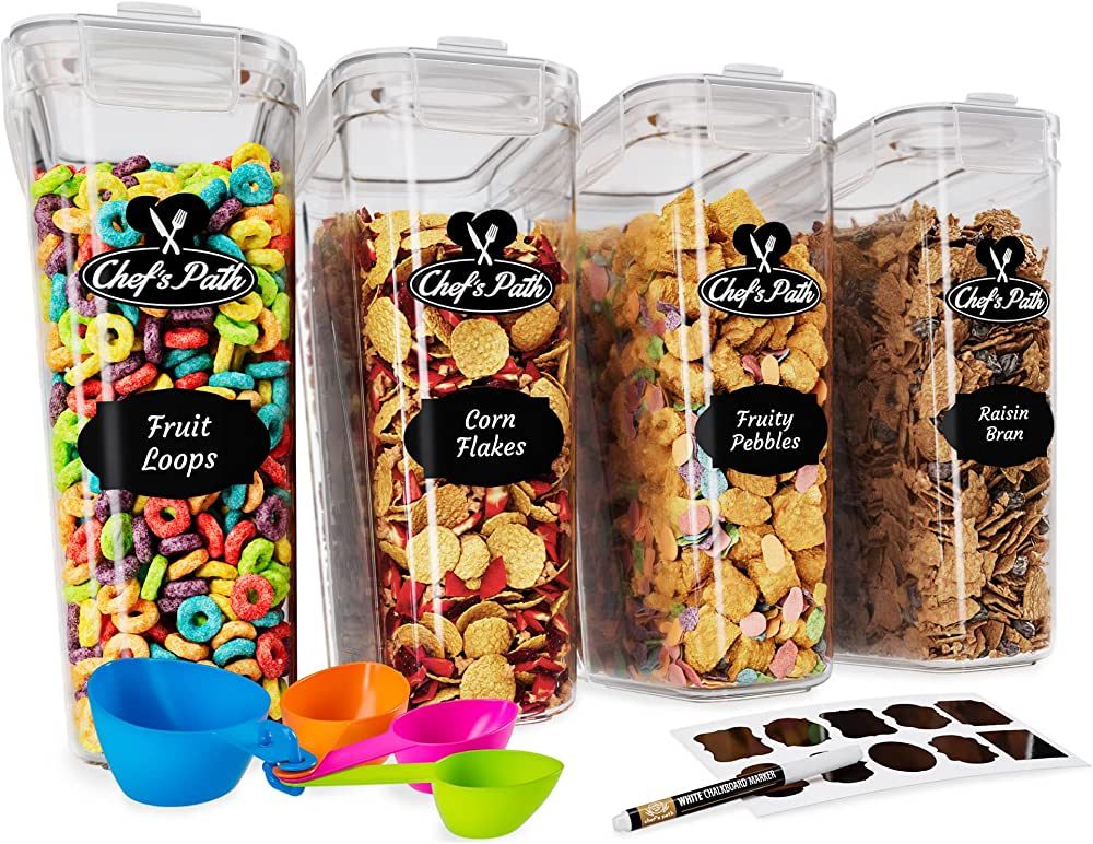 Cereal Containers Storage Set Large (4L,135.2 Oz), Airtight Food Containers for Kitchen & Pantry ... | Amazon (US)