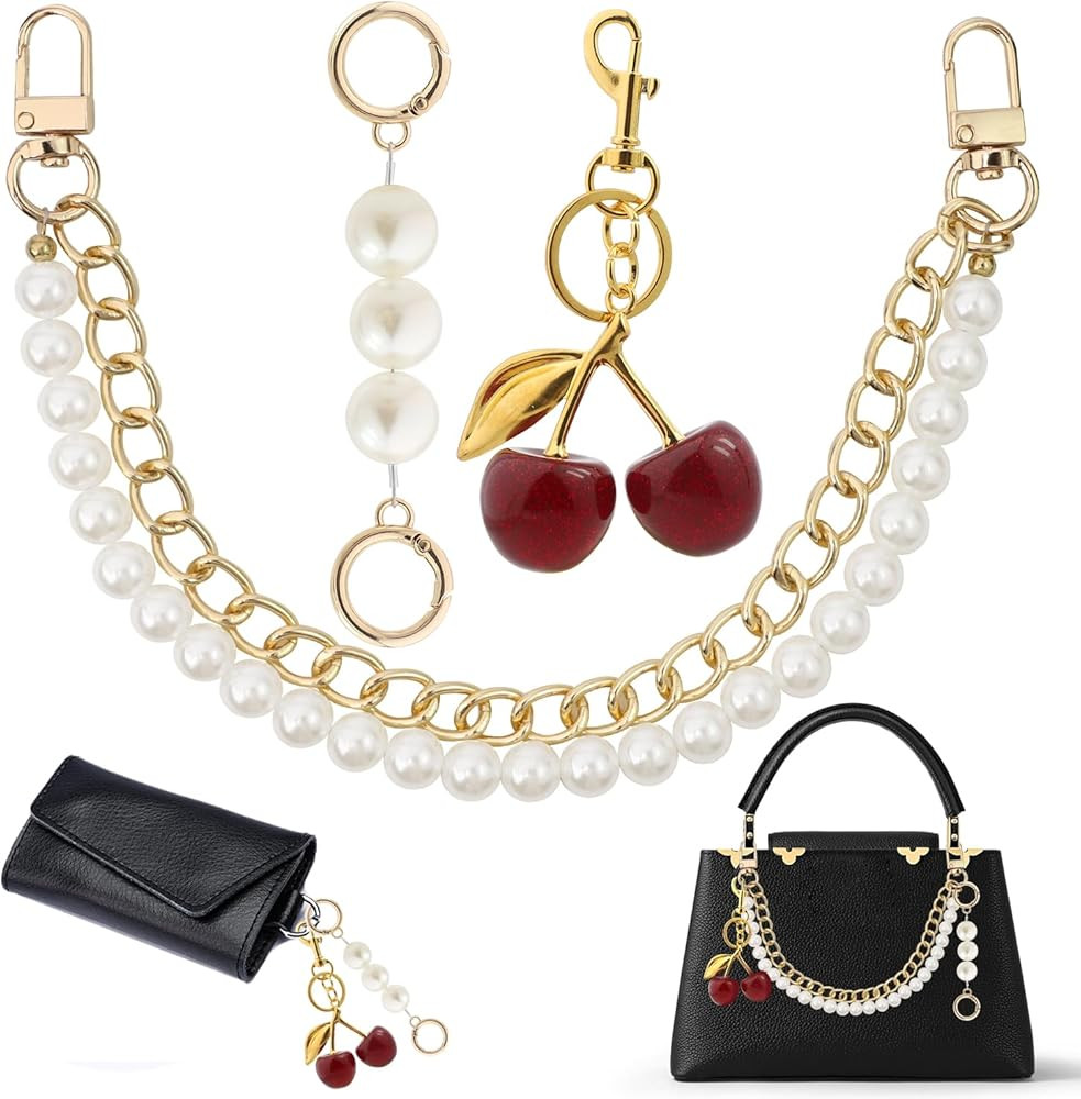 3 PCS Bag Charms Pearl&Cherry Keychains Replacement Extension Chain for Crossbody Bags Handbag St... | Amazon (US)