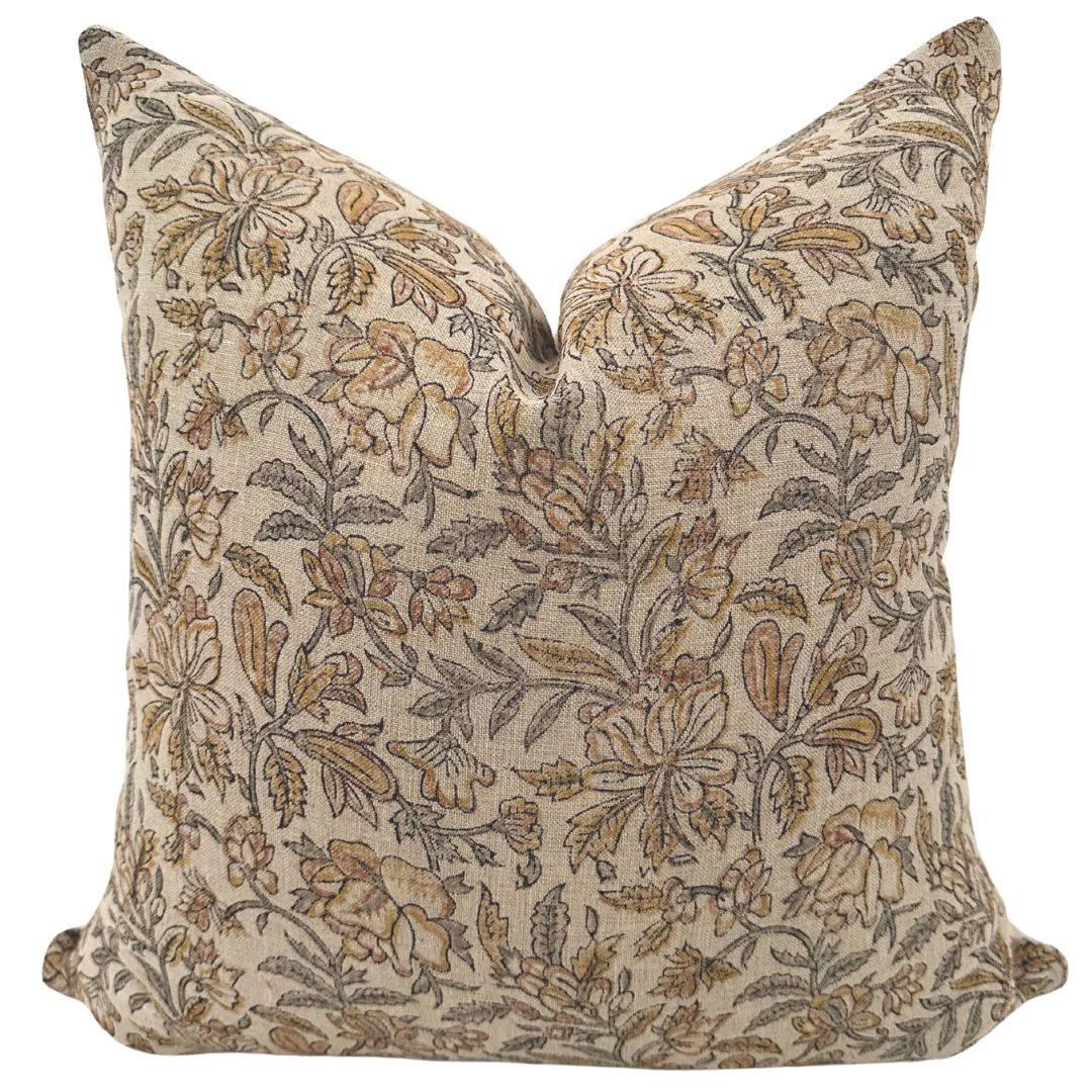 Bloom Floral Block Print Pillow Cover | Hackner Home (US)