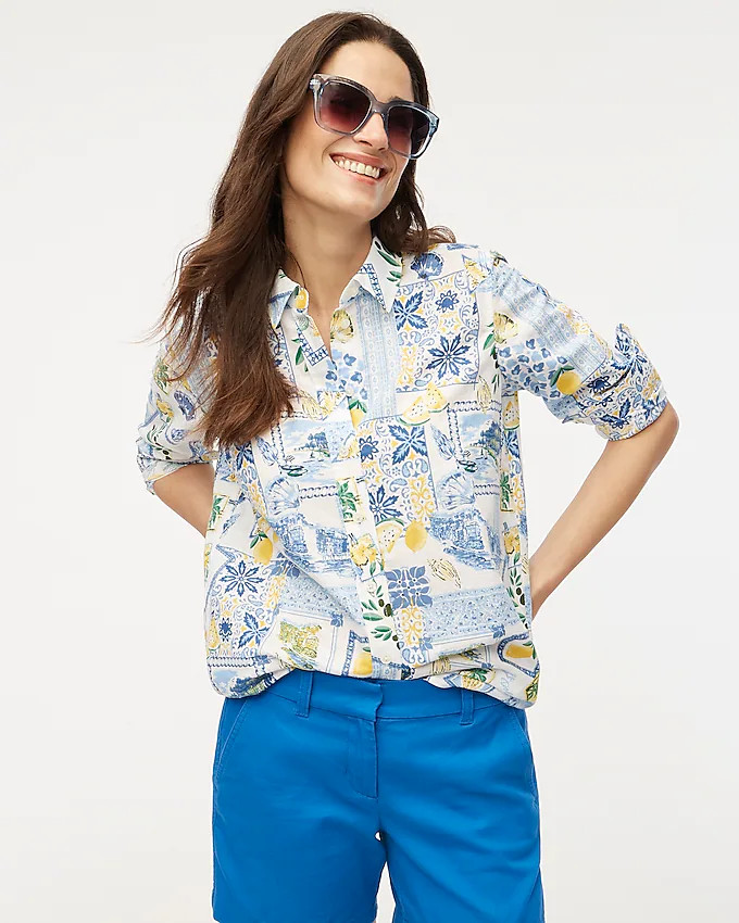 Linen-blend button-up shirt | J.Crew Factory
