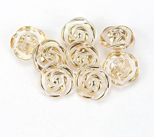 30 Pcs Acrylic Rose Flower Buttons Shirt Buttons Sewing Accessories DIY Crafts (Golden, 12.5mm) | Amazon (US)