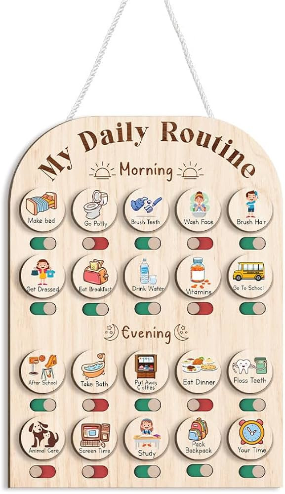 Wooden Daily Routine Chart 11x15", to Do Chart for Kids, Daily Chart for Toddlers, Routine Chart ... | Amazon (US)