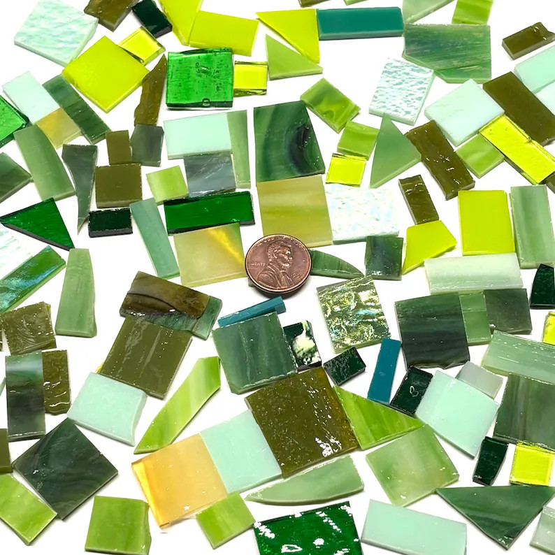 Stained Glass Mosaic Green Mix - Etsy | Etsy (US)