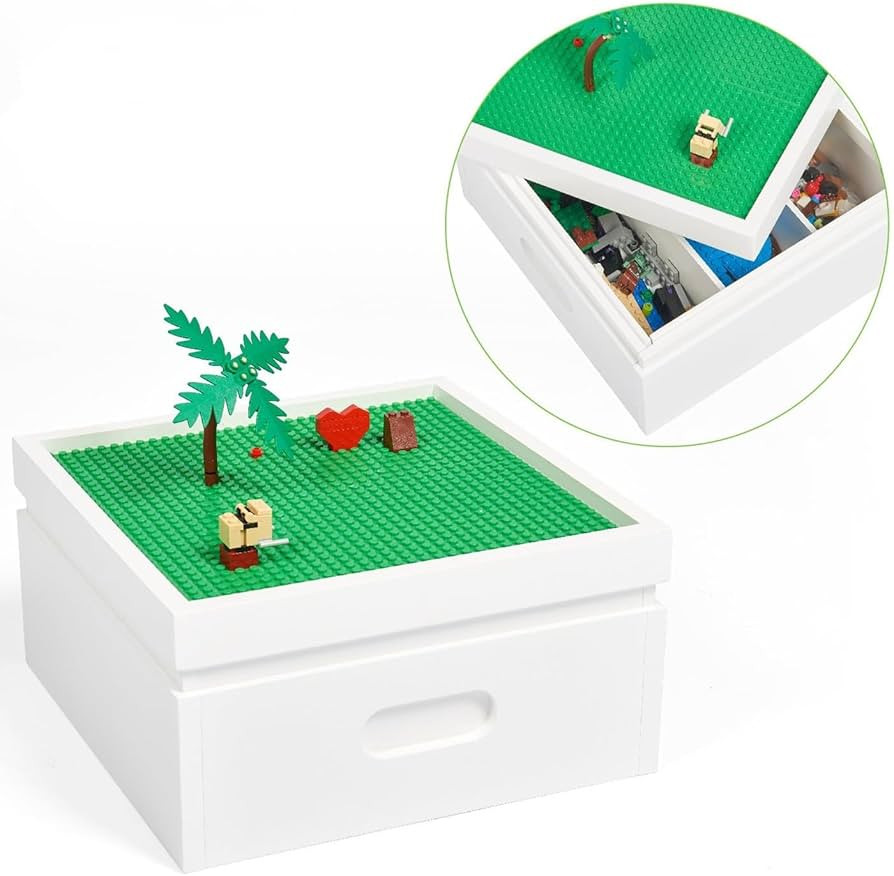 UTEX Buildable Cubby Storage with Building Baseplate Lid for Lego, Wooden Building Blocks Organiz... | Amazon (US)