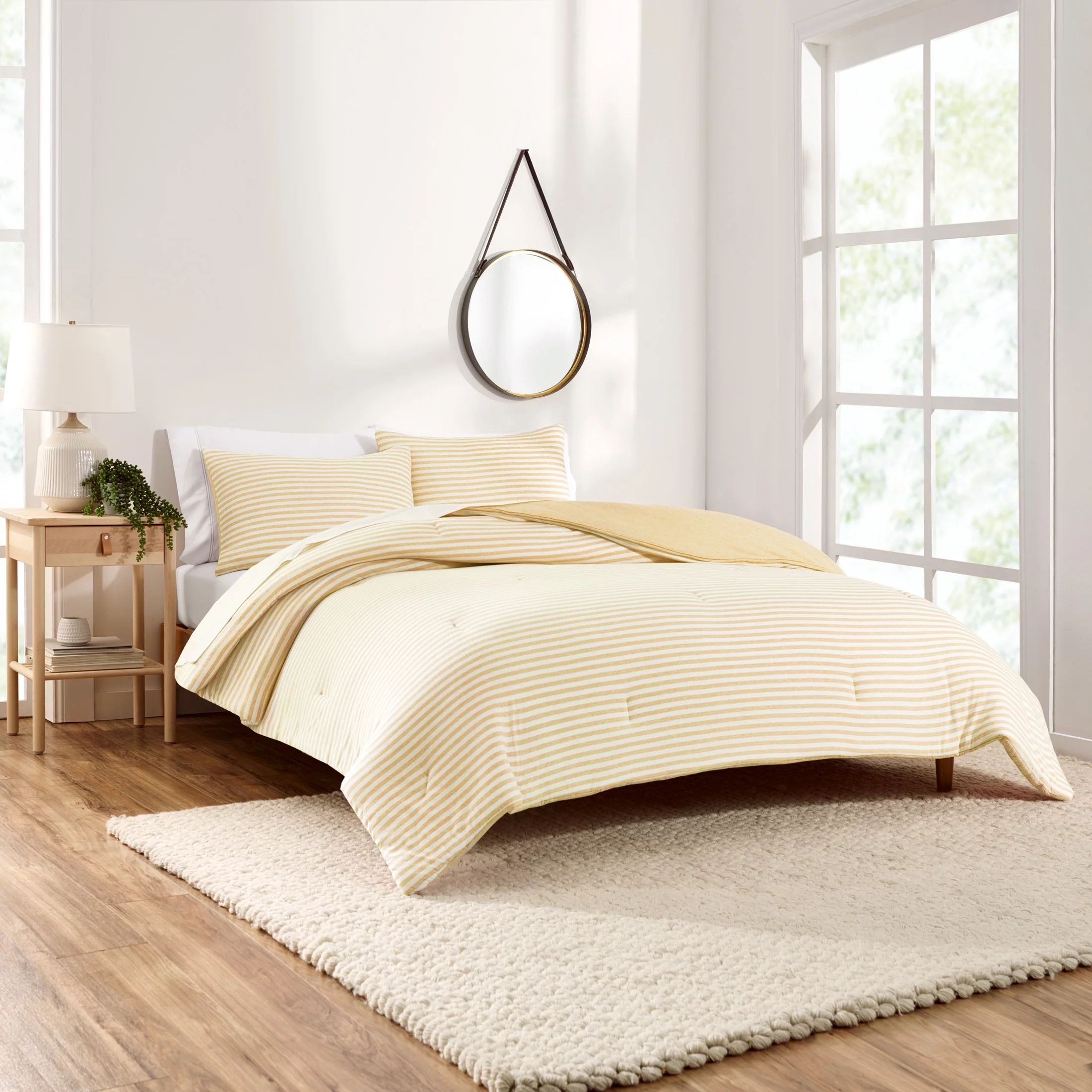 Gap Home T-Shirt Soft Jersey Reversible Organic Cotton Blend Comforter Set, Twin, Yellow, 2-Piece... | Walmart (US)