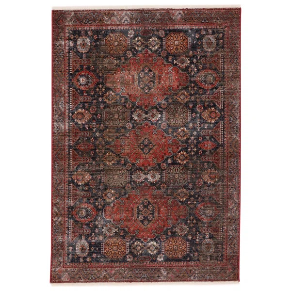 Miko Oriental Area Rug in Navy/Coral | Wayfair North America