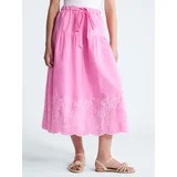 Free Assembly Women's Tie Waist Embroidered Cotton Midi Skirt, Sizes XS-XXL | Walmart (US)