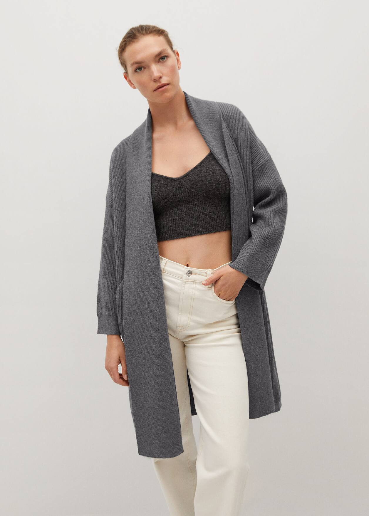 Knitted long coat | MANGO (UK)