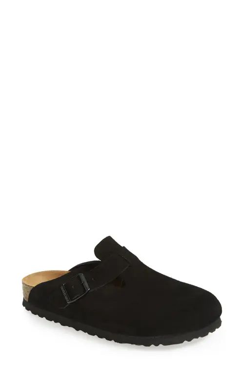 Birkenstock Boston Soft Footbed Clog in Black Suede at Nordstrom, Size 5-5.5Us | Nordstrom