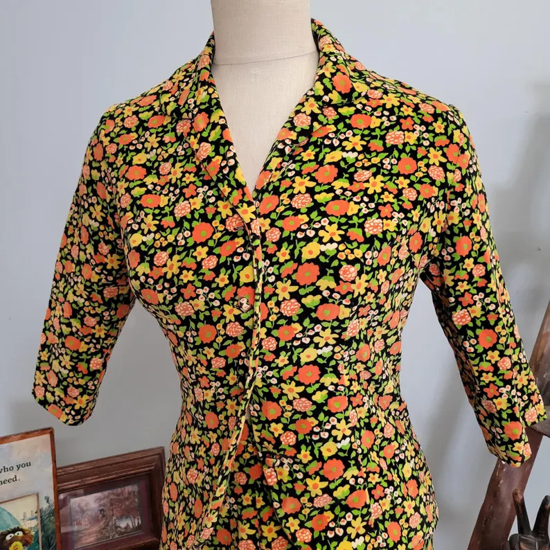 Vintage 60s Velvet Floral Set: Jerrie Lurie Blazer & Mini Skirt - Etsy | Etsy (US)