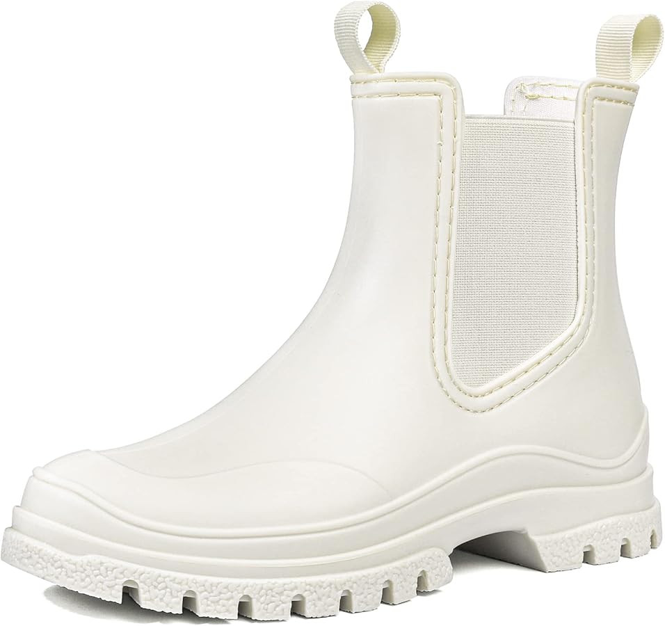 DKSUKO Women's Short Rain Boots Rubber Waterproof Garden Boots Elastic Slip On Ankle Chelsea Boot... | Amazon (US)