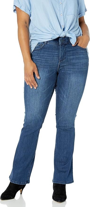 Democracy Women's Petite Plus Size Ab Solution Itty Bitty Boot Jean | Amazon (US)