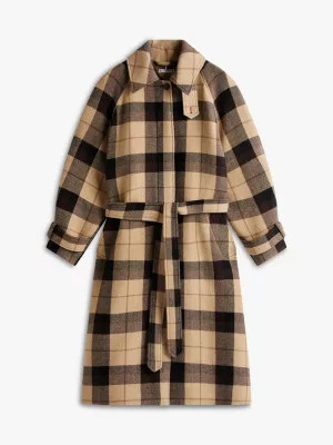 Check Wool Blend Oversized Belted Coat | Tommy Hilfiger UK