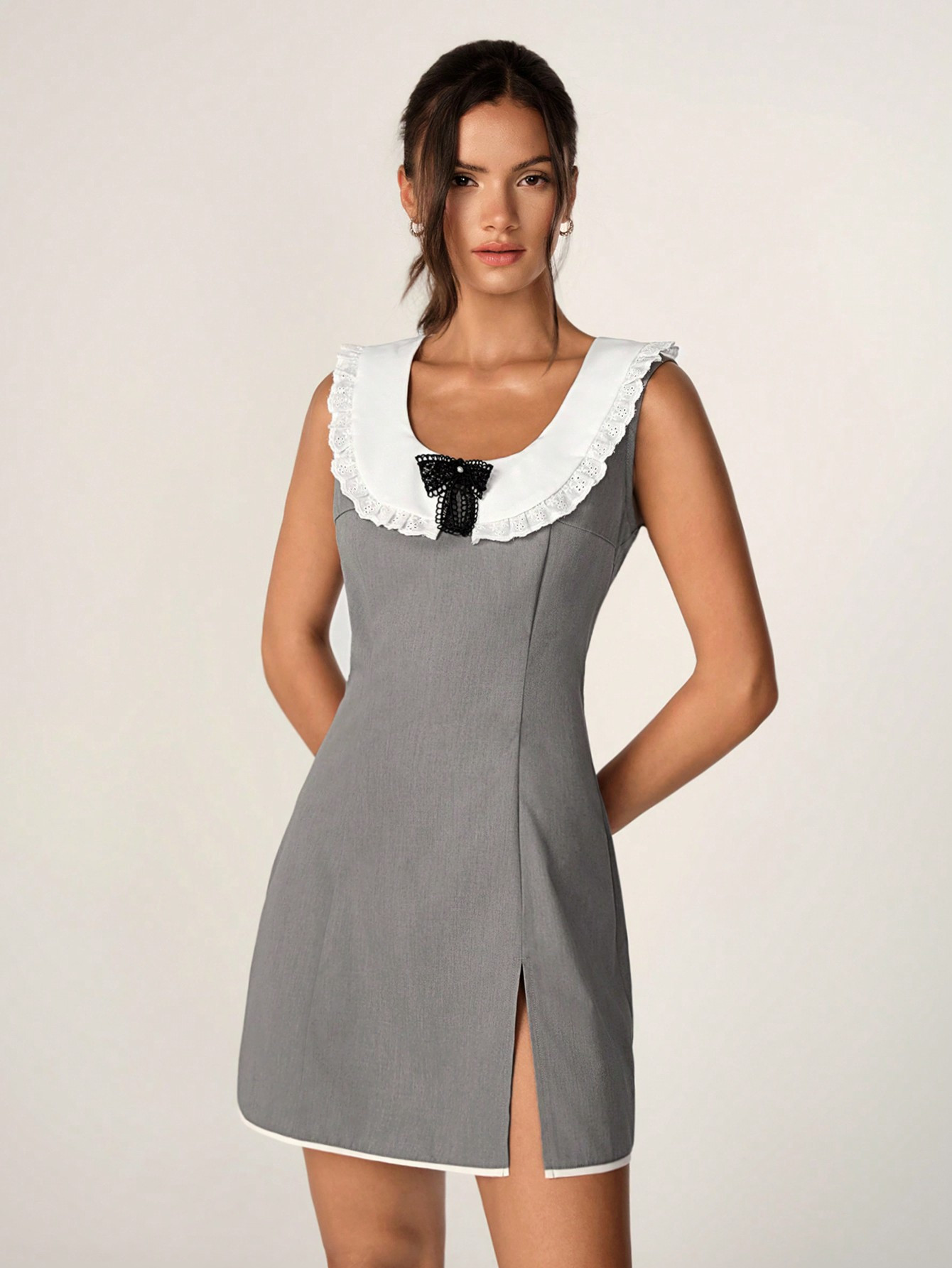 $21.79 Lunelith SHEIN Lunessa Women's Color Block Peter Pan Collar Simple Daily Dress | SHEIN