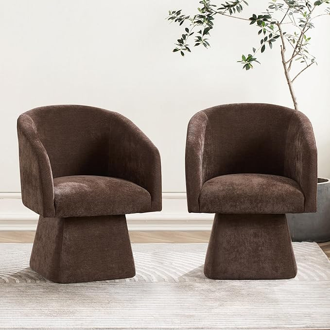 Swivel Modern Accent Chair,Luxury Fabric Upholstered Makeup Chair Comfy Barrel Chair with No Whee... | Amazon (US)