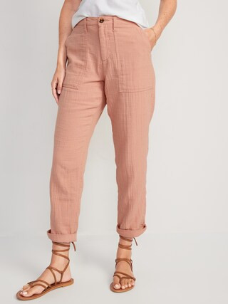 High-Waisted Slouchy Cropped Tapered Workwear Pants for Women | Old Navy (US)