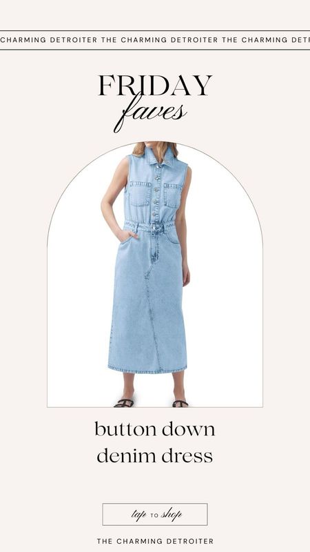 Friday faves button-down sleeveless denim dress

#LTKfindsunder50 #LTKSeasonal