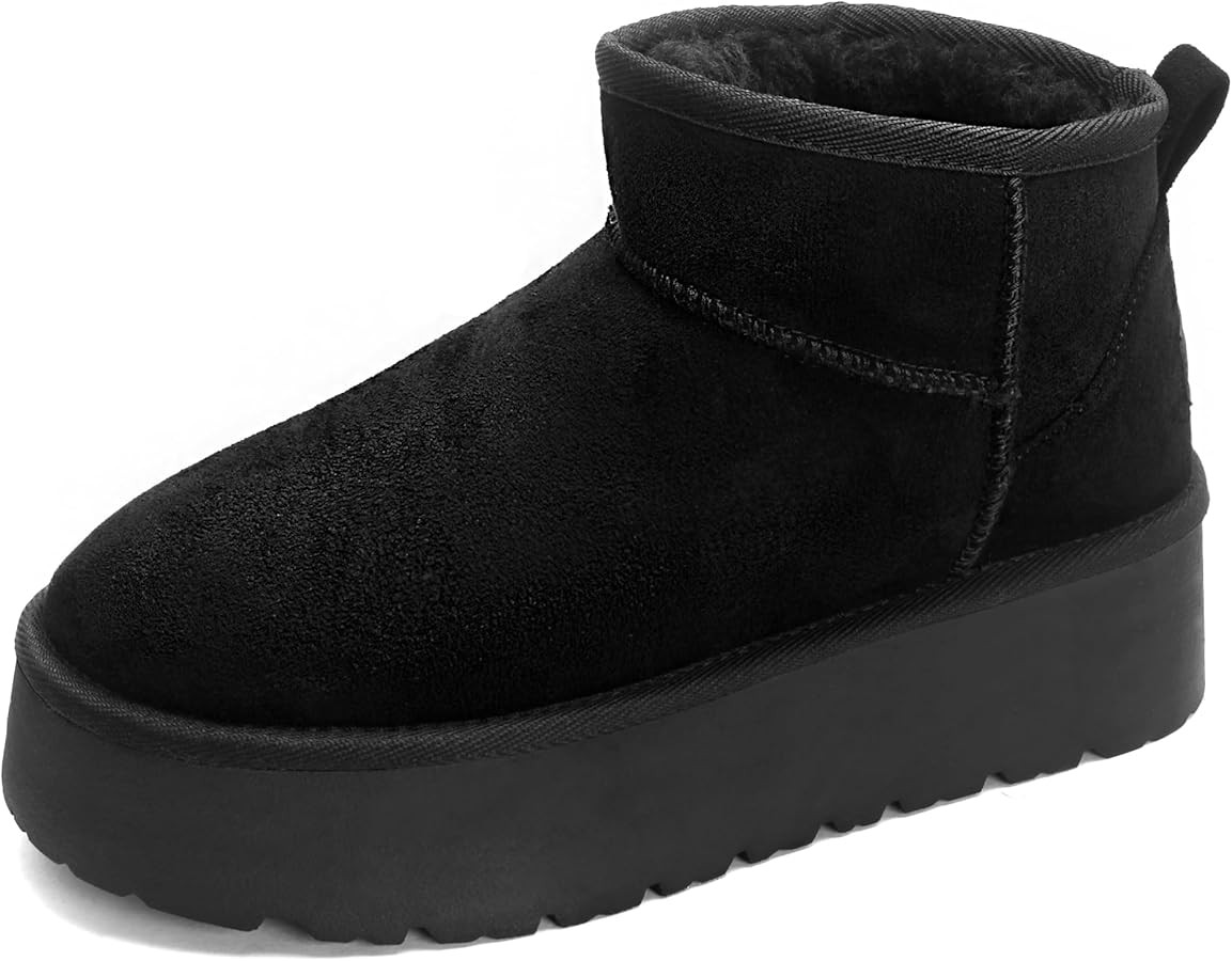 Carcuume Women's Platform Mini Boots Fur-Lined Winter Warm Ankle Snow Classic Ultra Comfortable S... | Amazon (US)