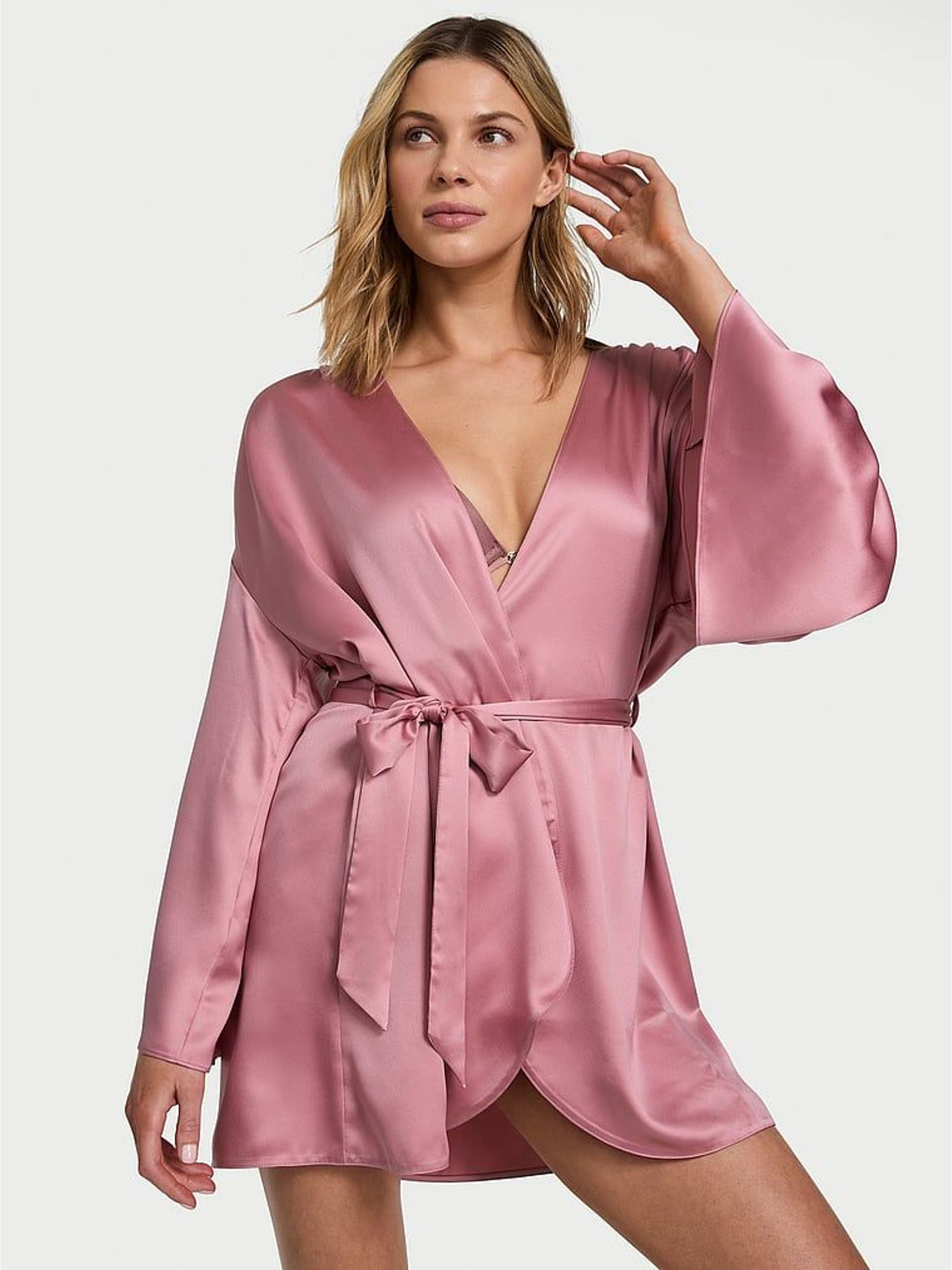 Dusk Mauve Pink Satin Short Robe | Victoria's Secret UK | Victoria's Secret UK
