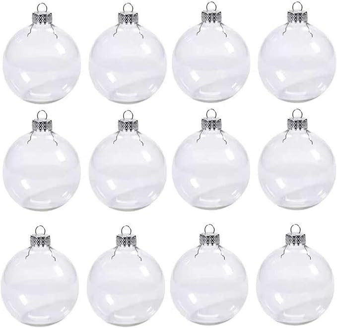 DULRLLY 12 Pieces Transparent Christmas Balls, 100mm/4 in DIY Fillable Clear Plastic Ornament Bal... | Amazon (US)