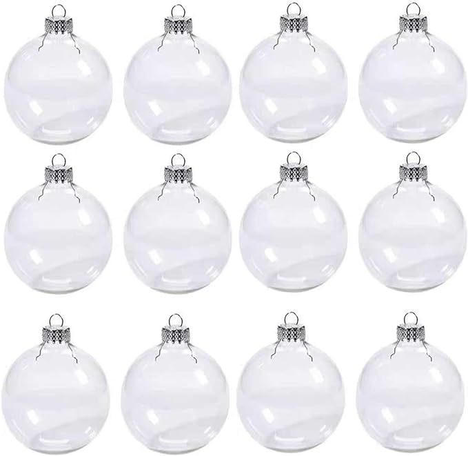 DULRLLY 12 Pieces Transparent Christmas Balls, 100mm/4 in DIY Fillable Clear Plastic Ornament Bal... | Amazon (US)