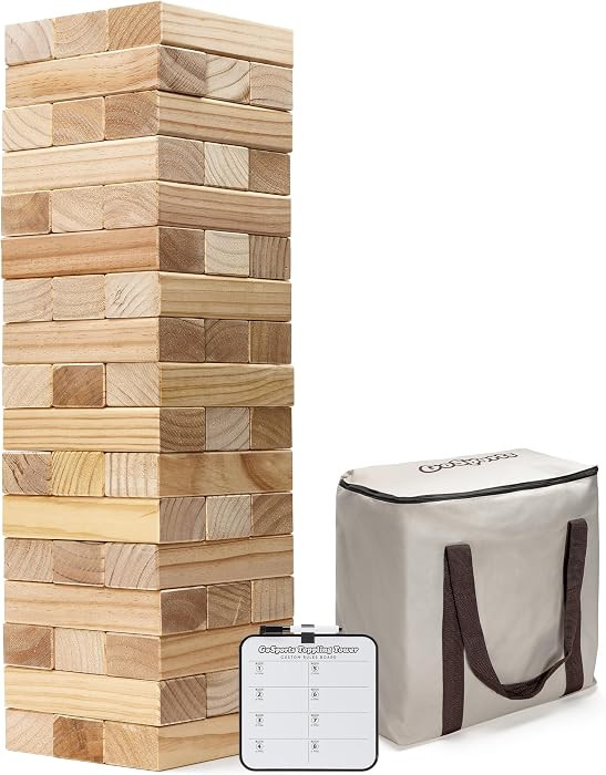 GoSports Giant Wooden Outdoor Stacking Game \u2013 Stacks Up to 3 ft \u2013 Large Toppling Tower ... | Amazon (US)
