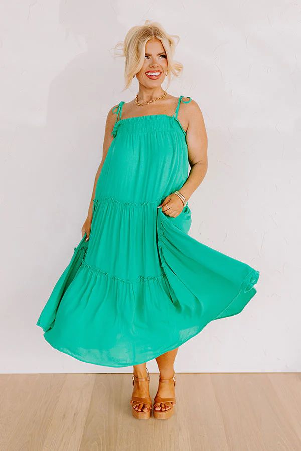 Poolside Dip Midi In Kelly Green Curves | Impressions Online Boutique