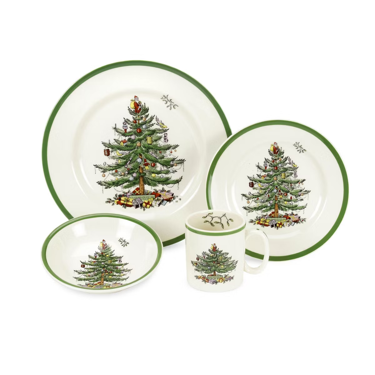 Spode Christmas Tree 4-Piece Dinnerware Setting - Fine Earthenware Holiday Tableware - Dishwasher... | Target