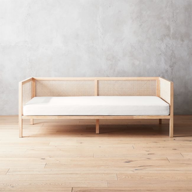 Boho Natural Daybed with Pearl White Mattress Cover | CB2