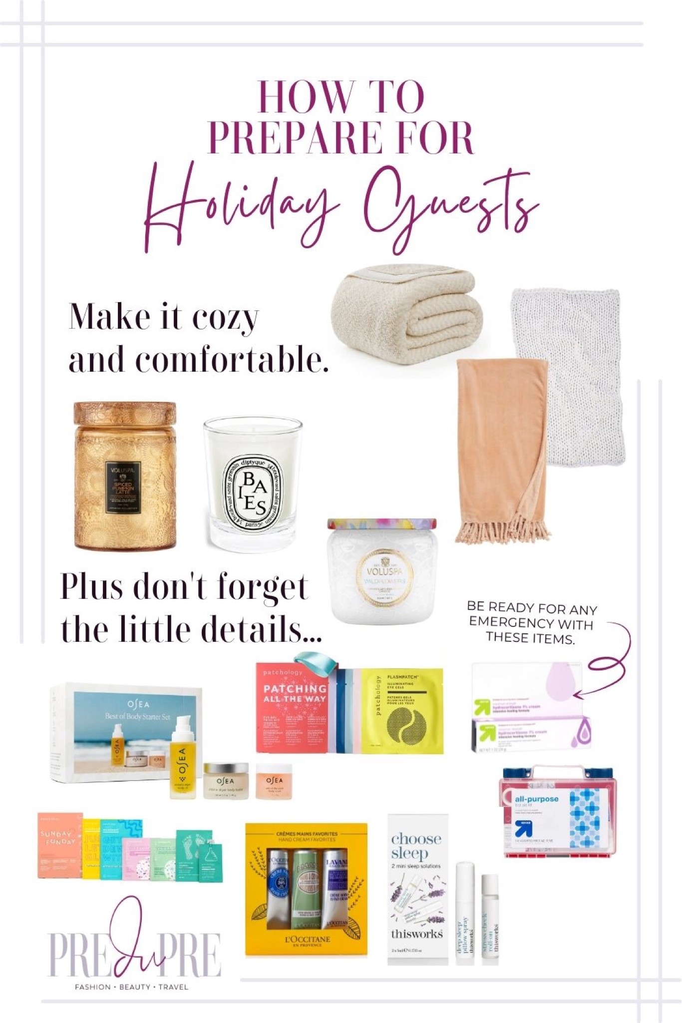 Prepare for the holiday season and those guests that plan to visit with these tips. Read more at www.predupre.com

Holiday, holiday prep, holiday guests, home, house, blankets, candles, face mask set, skincare set, holiday gift

#LTKhome #LTKHoliday #LTKfamily
