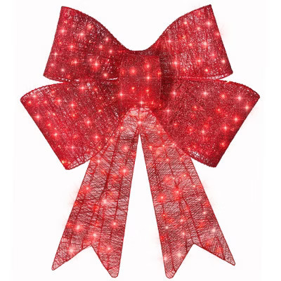 Best Choice Products 36in Pre-Lit XL Christmas Bow, Large Outdoor LED Lighted Holiday Decor w/ 8 Light Functions, Hook | Target