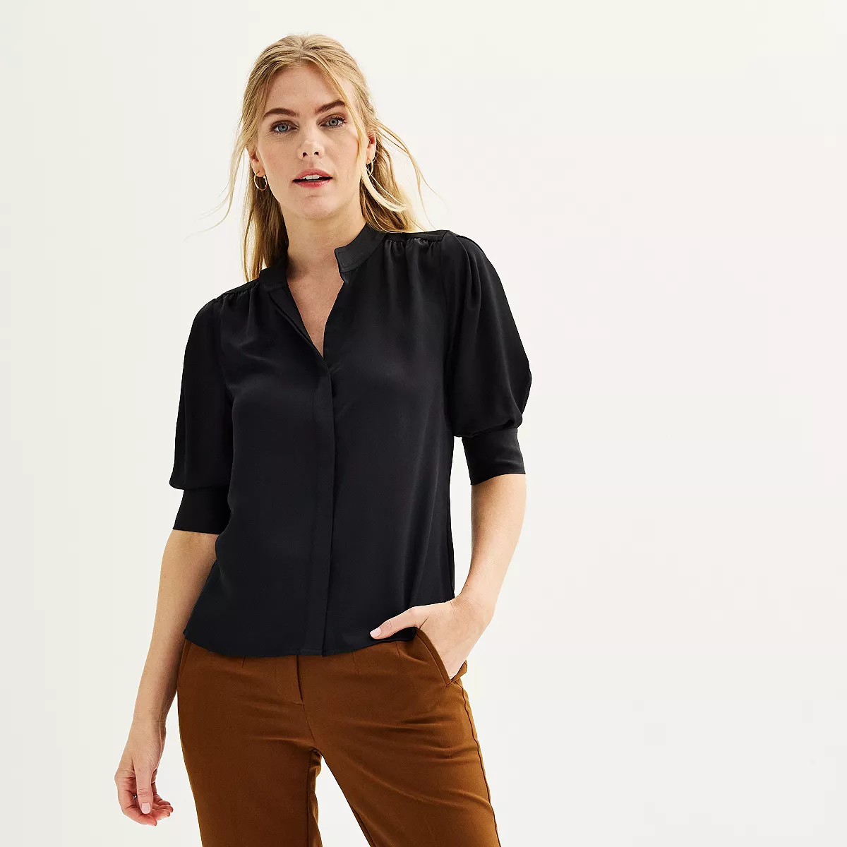 Women's Nine West Elbow Sleeve Button-Down | Kohl's