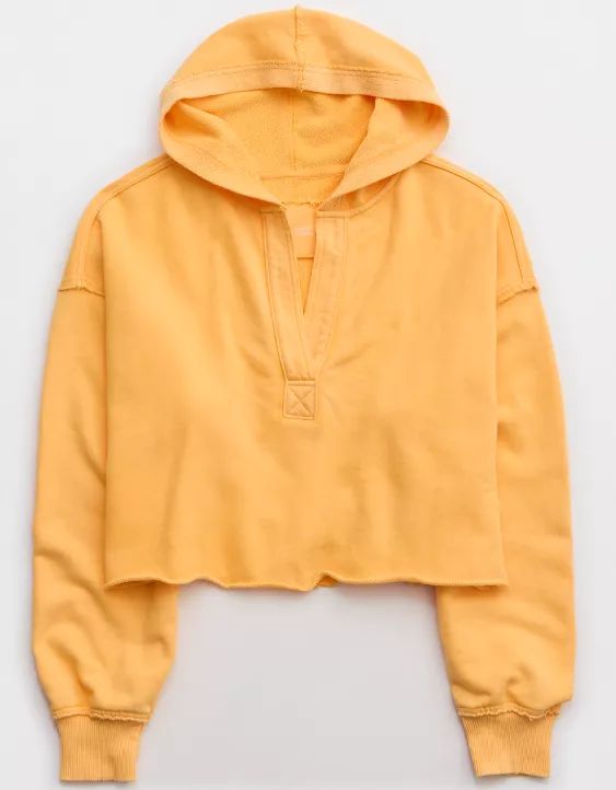 Aerie Cropped Open Neck Hoodie | American Eagle Outfitters (US & CA)