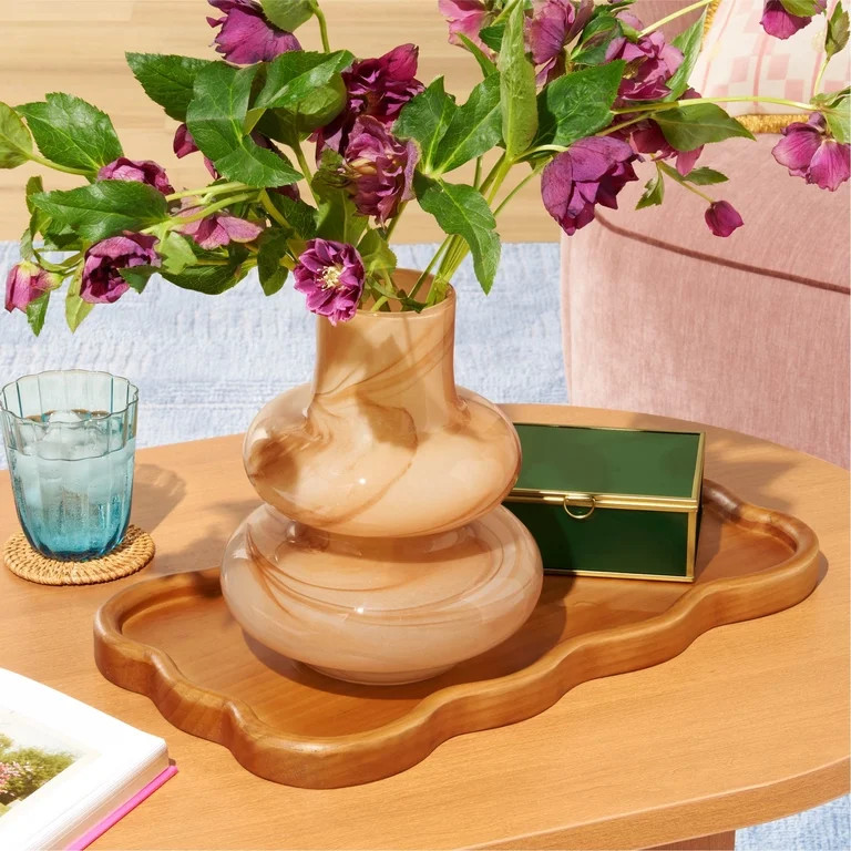 Beautiful 7.68" x 9.45" Bubble Beige Marbled Glass Vase by Drew Barrymore | Walmart (US)