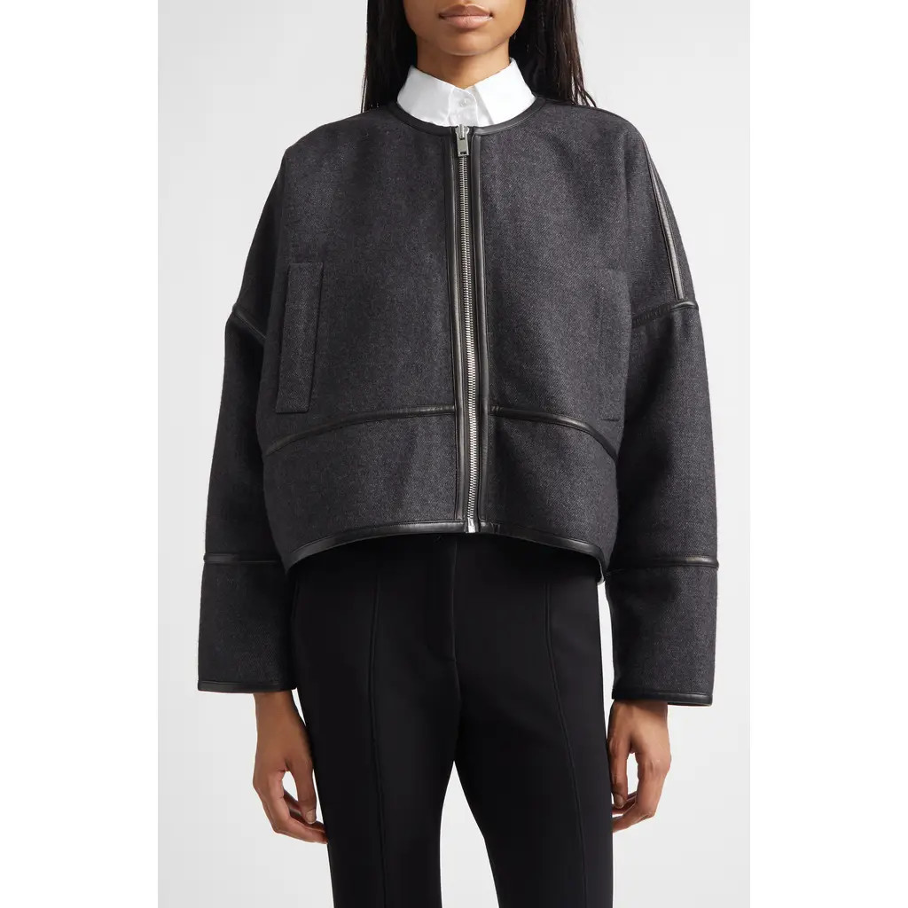 Proenza Schouler Ticiana Wool Blend Twill Jacket in Charcoal Melange at Nordstrom, Size 0 | Nordstrom