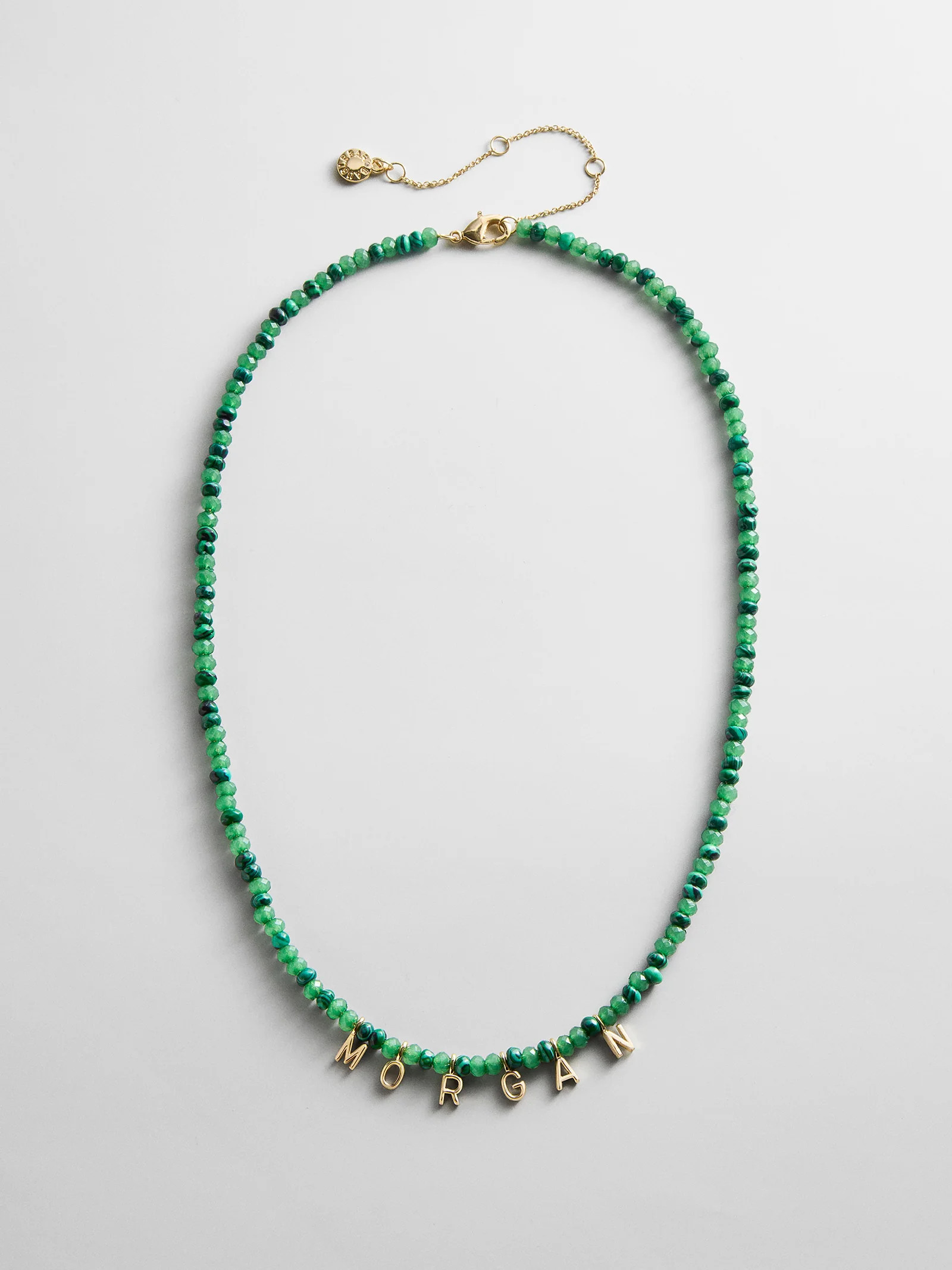 Mini Semi-Precious Custom Necklace - Malachite | BaubleBar